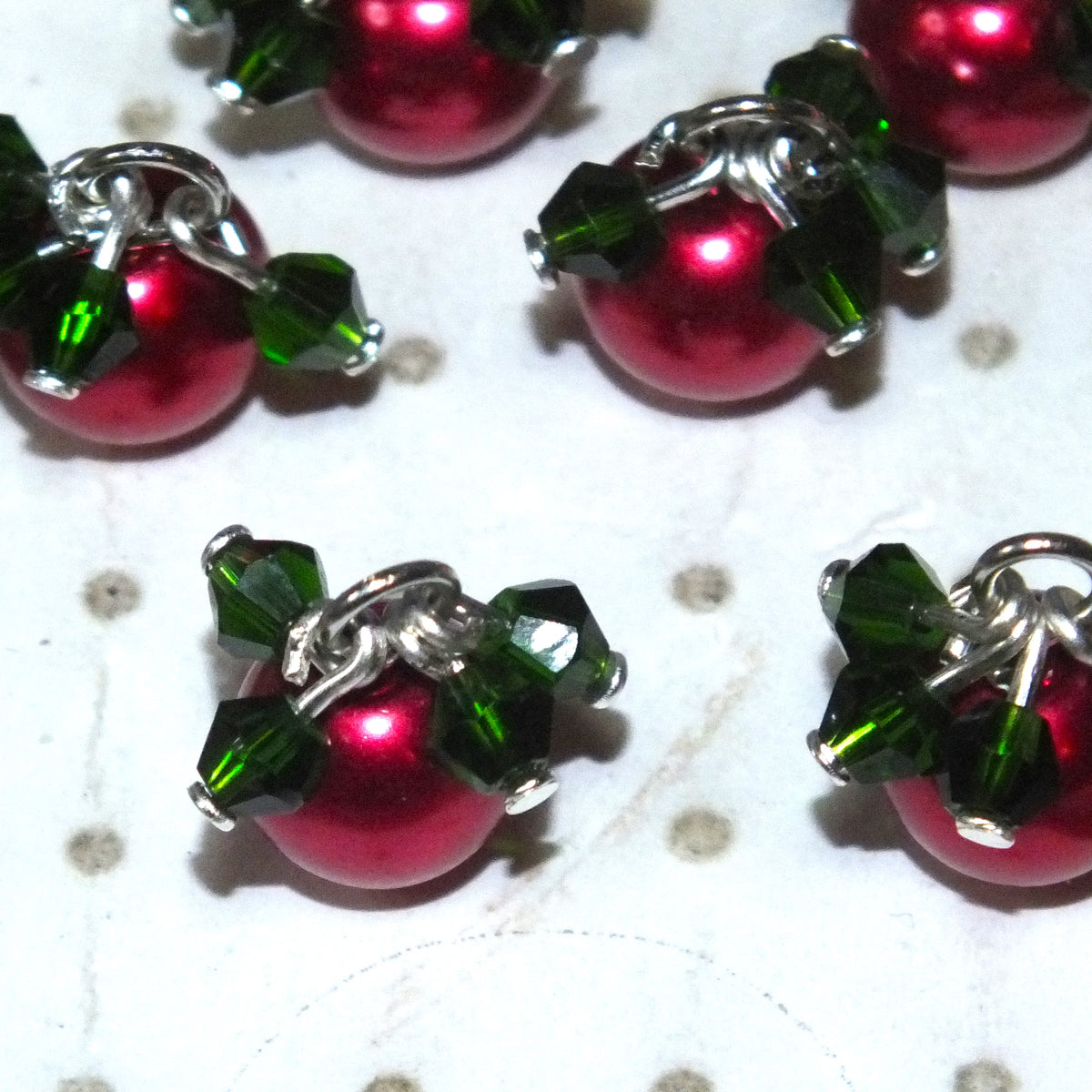 6pcs Mistletoe Christmas Handmade Charms, Glass