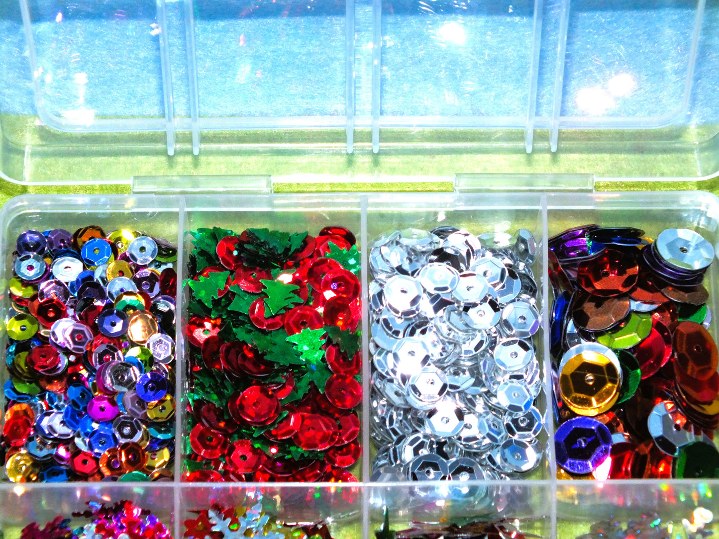 Christmas sequins, mixed box of toppers / embellishments for all sorts of crafts!