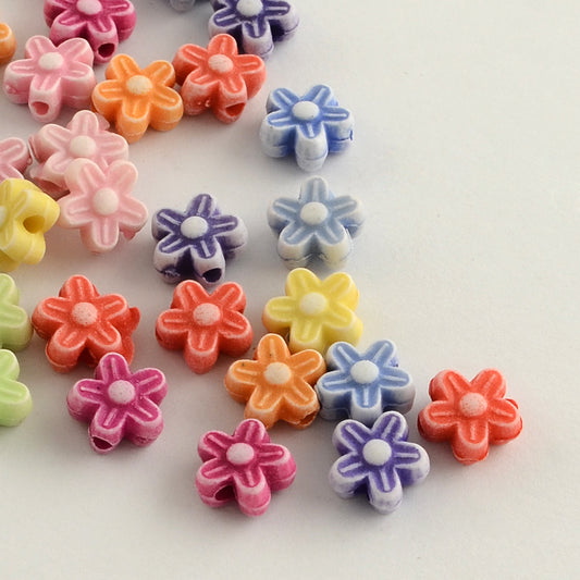 150pcs flower beads mix, 9mm x 5mm