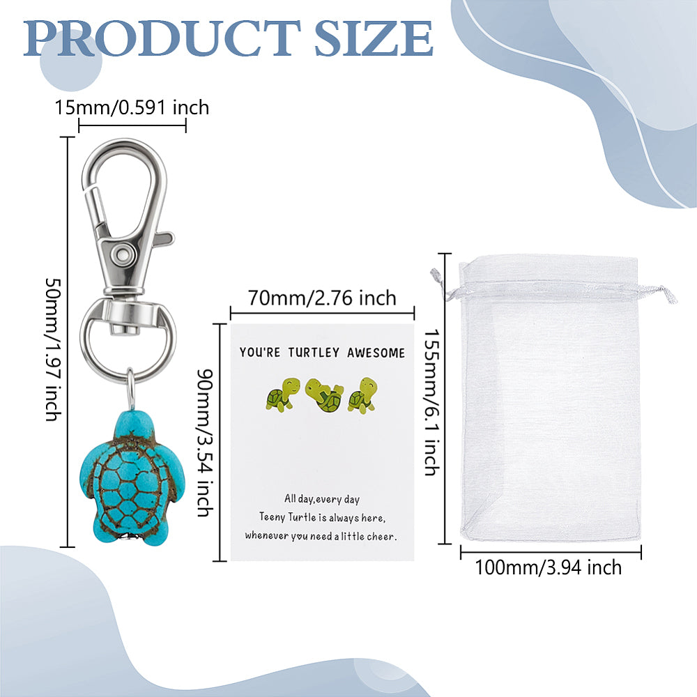 You're Turtley Awesome - Little Pocket Hug Turtle Keyring Gift with card in organza bag