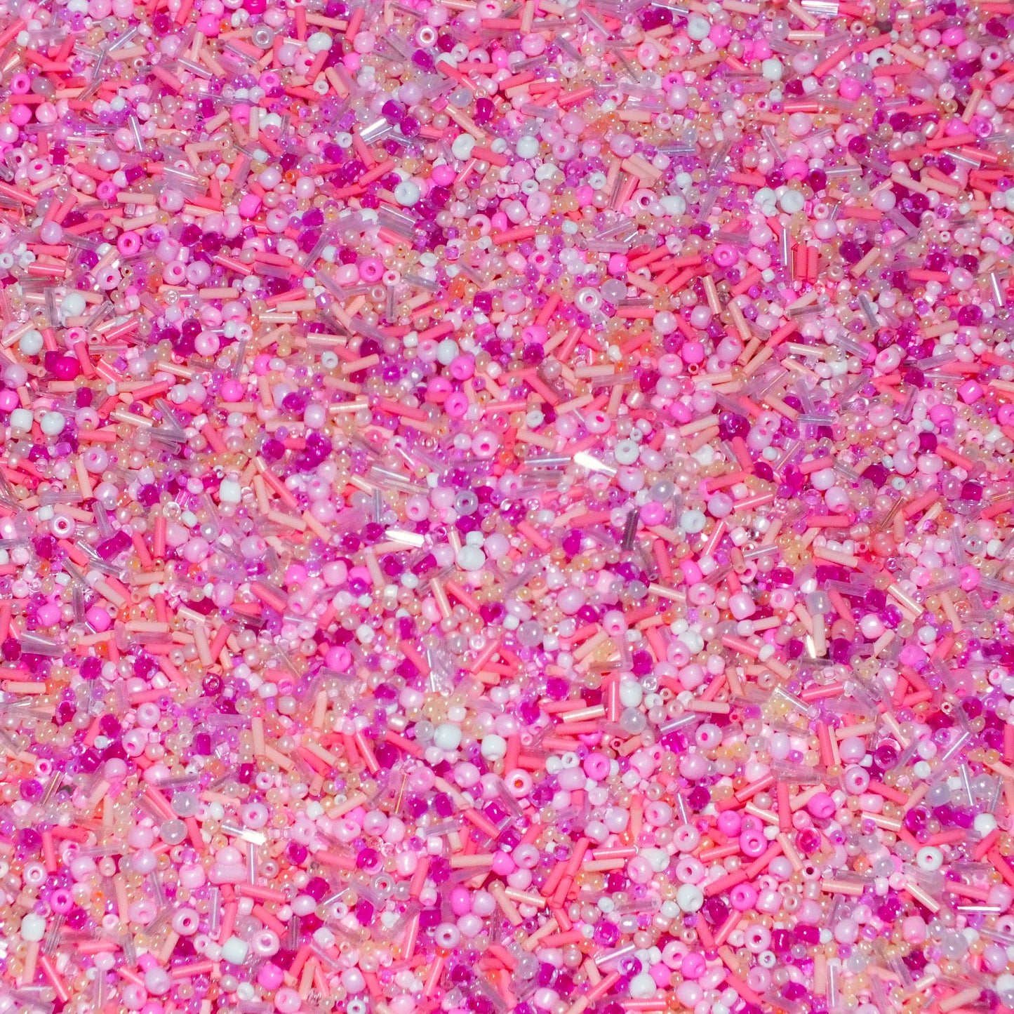 50g - 1kg Seed & bugle mixes - PINK mix, 1mm~7mm glass beads