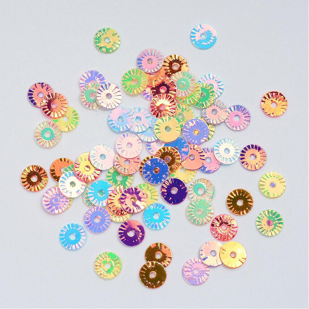 6mm scalloped edge sequins, mixed, 15g pack