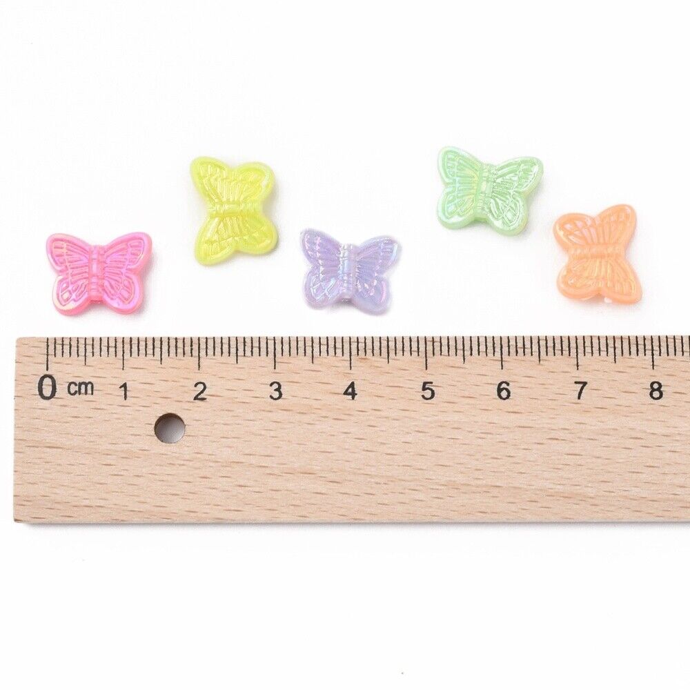 75pcs butterfly beads, 14mm with a pearlised finish