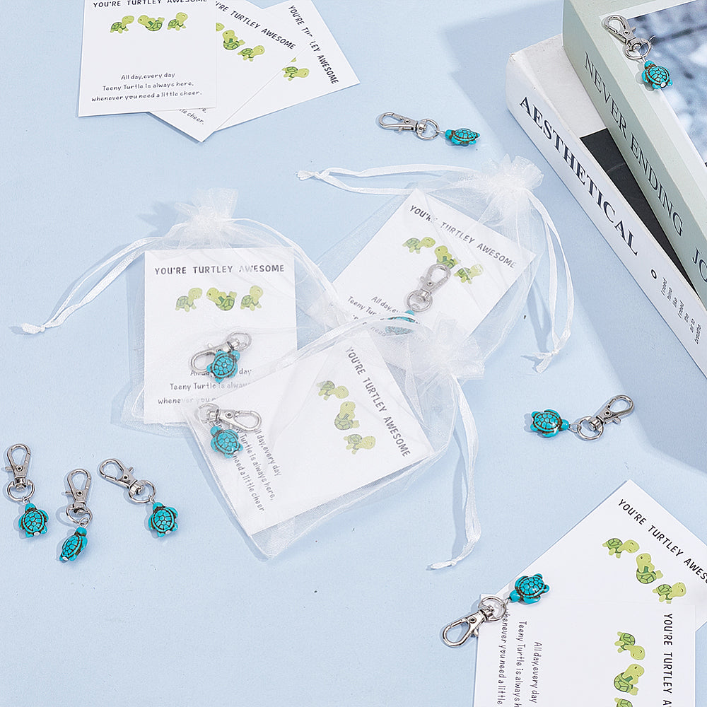 You're Turtley Awesome - Little Pocket Hug Turtle Keyring Gift with card in organza bag