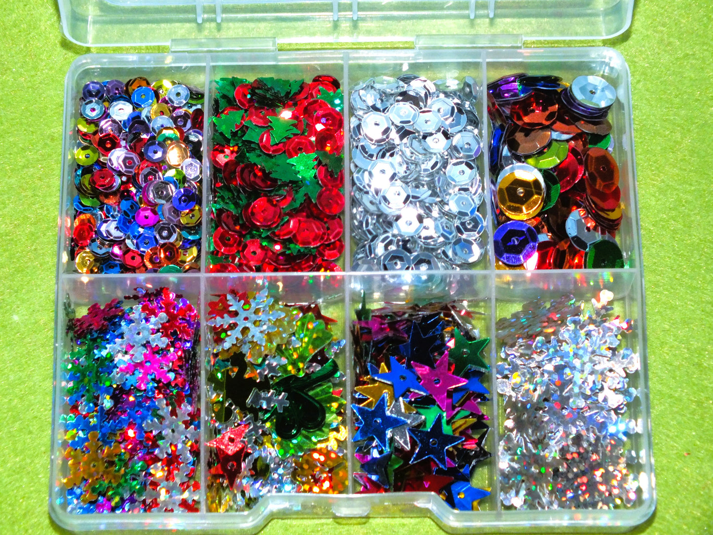 Christmas sequins, mixed box of toppers / embellishments for all sorts of crafts!