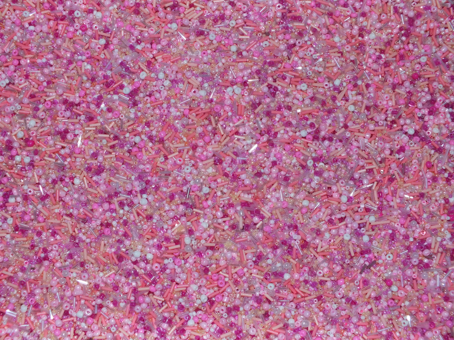 50g - 1kg Seed & bugle mixes - PINK mix, 1mm~7mm glass beads