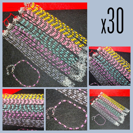 30pcs handmade pearlised glass beaded bracelets