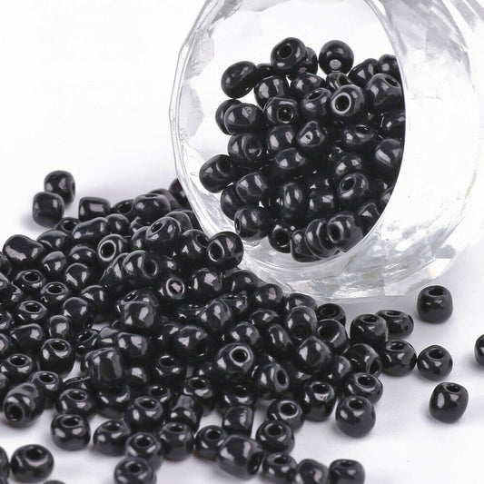 4mm black glass seed beads, 50g - 1kg