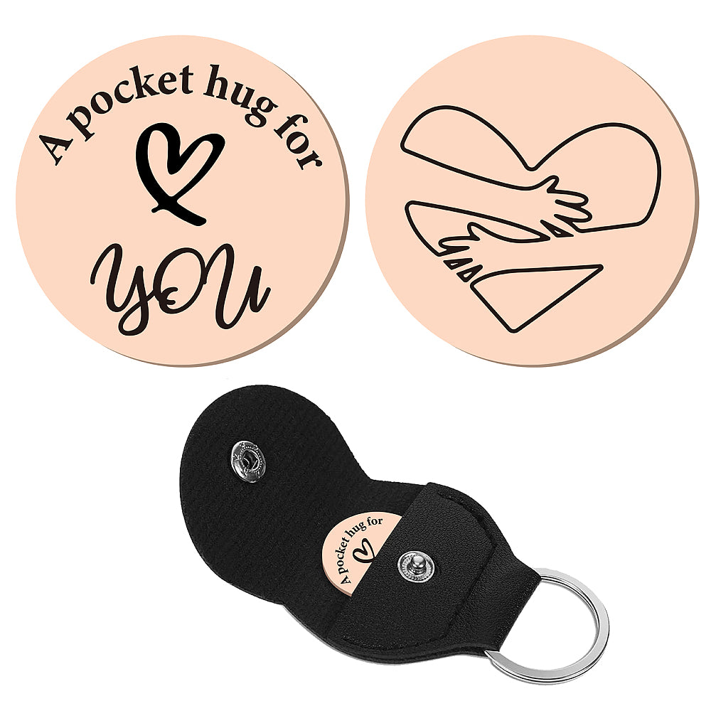 Little Pocket Hug coin + leather keyring holder (21S)