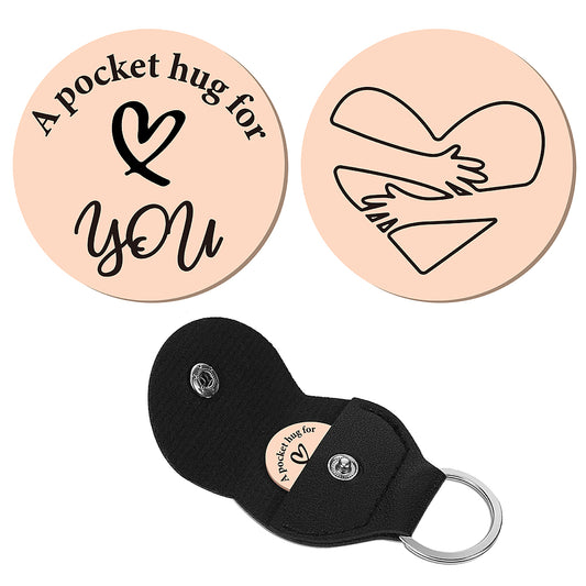 Little Pocket Hug coin + leather keyring holder (21S)