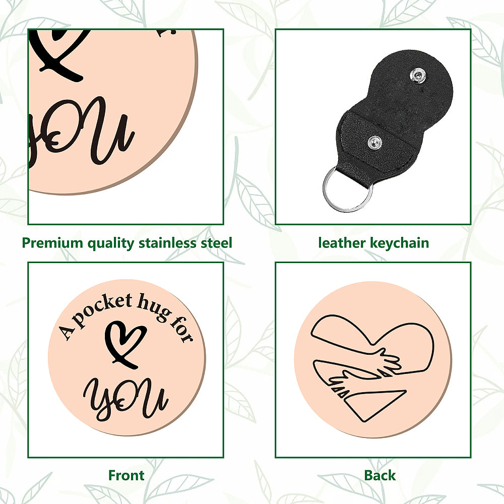 Little Pocket Hug coin + leather keyring holder (21S)