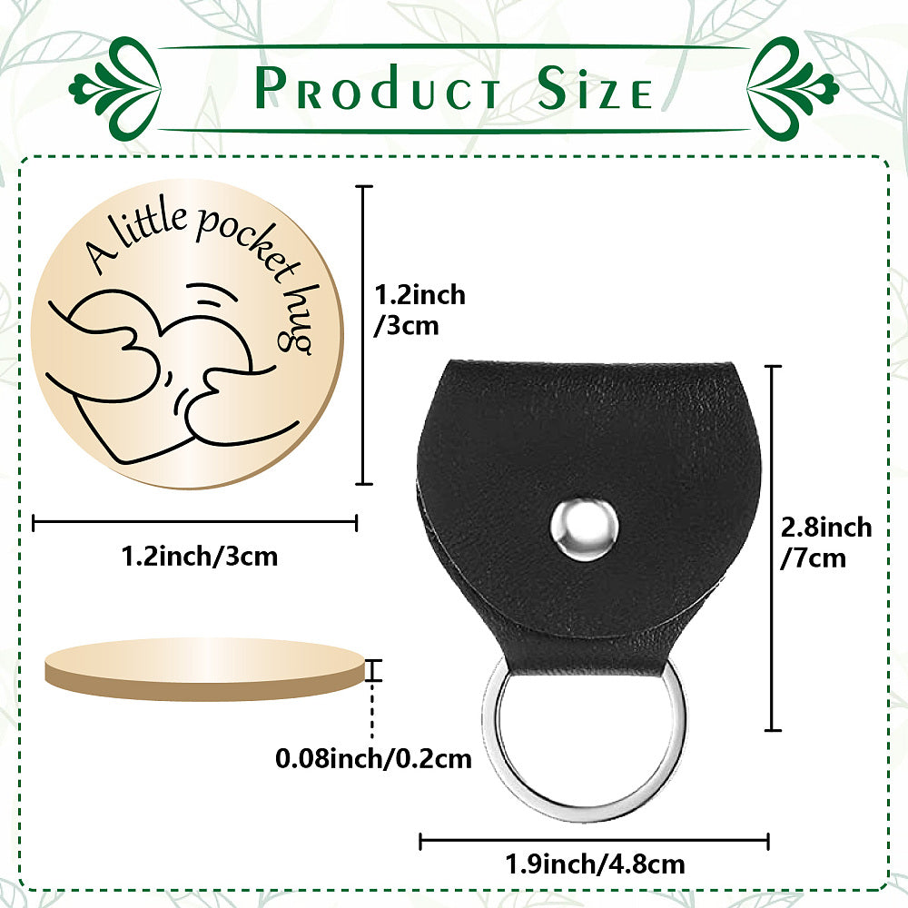 Little Pocket Hug coin + leather keyring holder (92B-03)