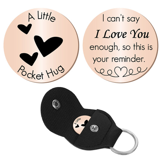 Little Pocket Hug coin + leather keyring holder (92B-04)