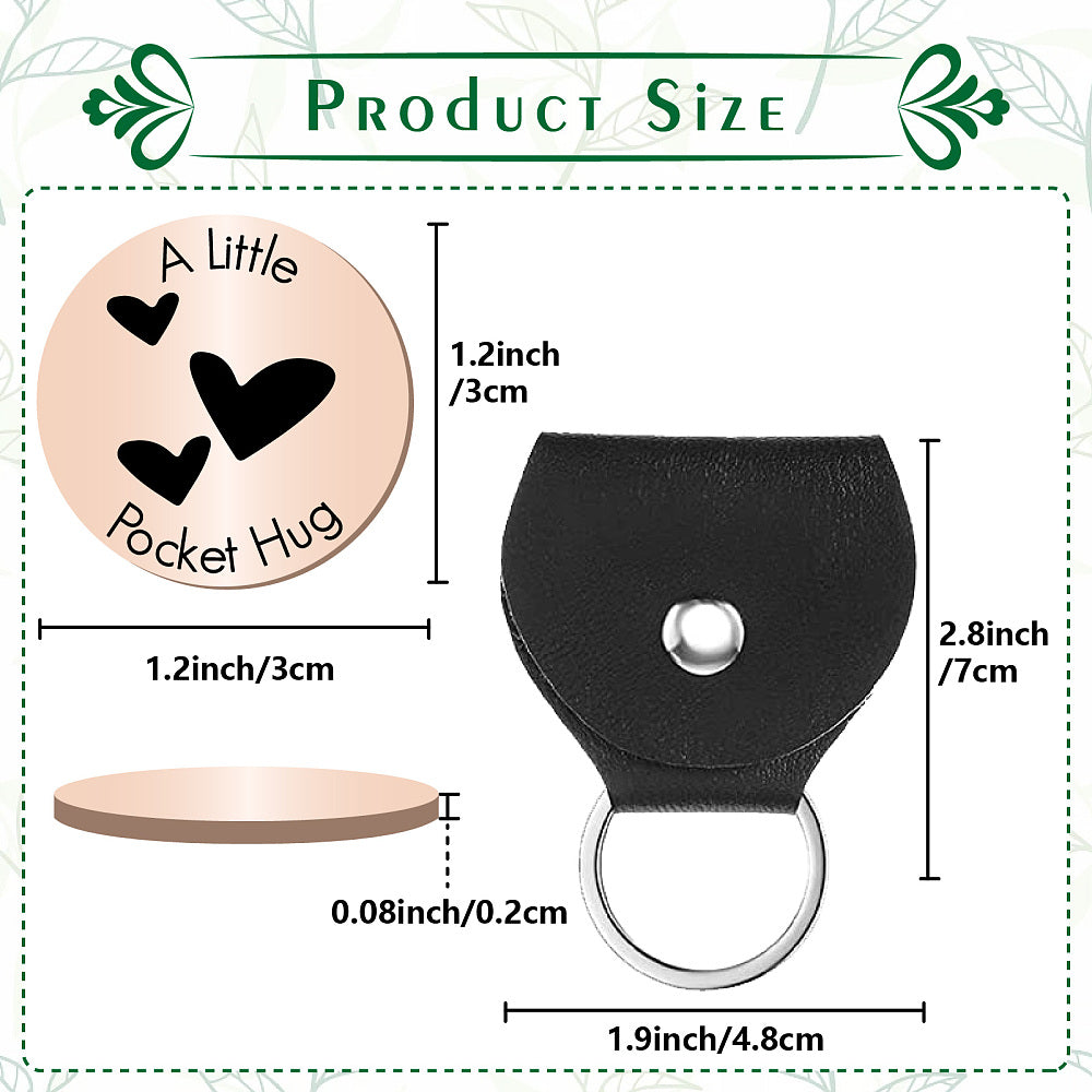 Little Pocket Hug coin + leather keyring holder (92B-04)