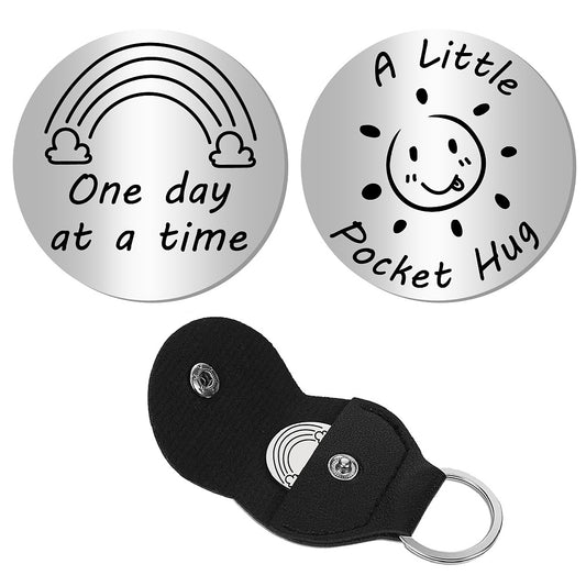 Little Pocket Hug coin + leather keyring holder (92B-10)