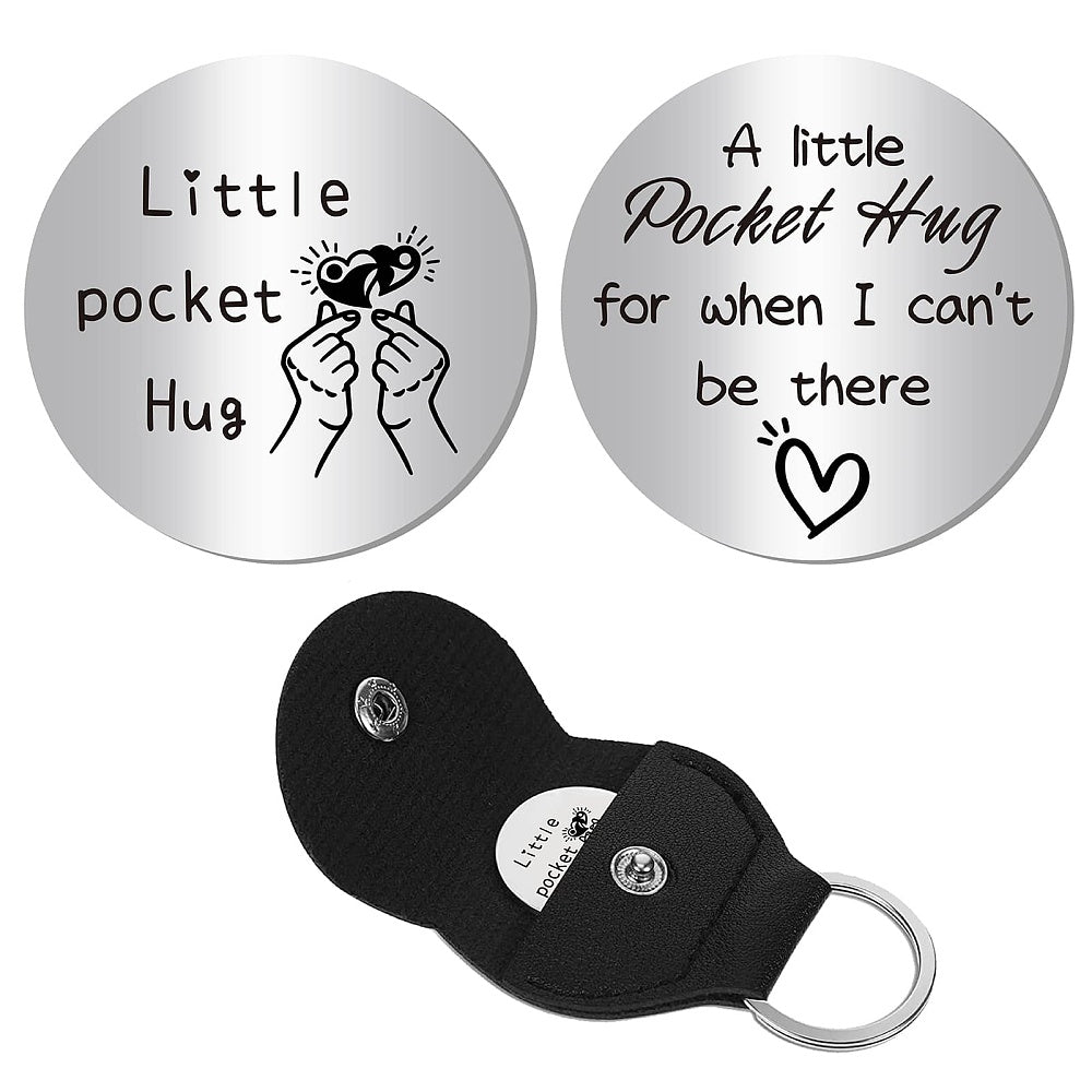 Little Pocket Hug coin + leather keyring holder (95A)