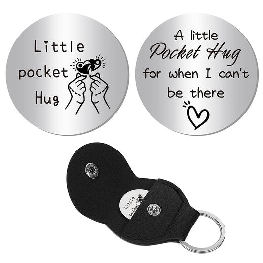 Little Pocket Hug coin + leather keyring holder (95A)