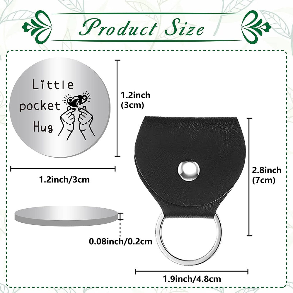 Little Pocket Hug coin + leather keyring holder (95A)