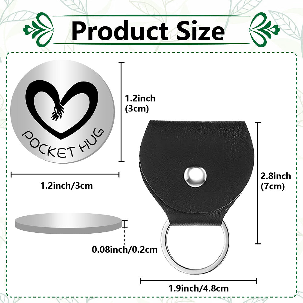 Little Pocket Hug coin + leather keyring holder (99F) - remind a loved one that you're thinking of them