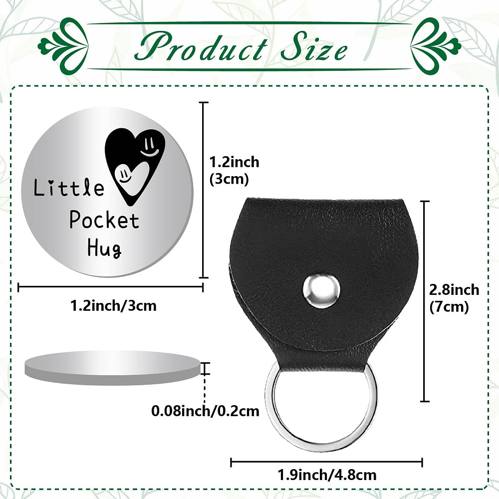 Little Pocket Hug coin + leather keyring holder (24B) - remind a loved one that you're thinking of them (Copy)