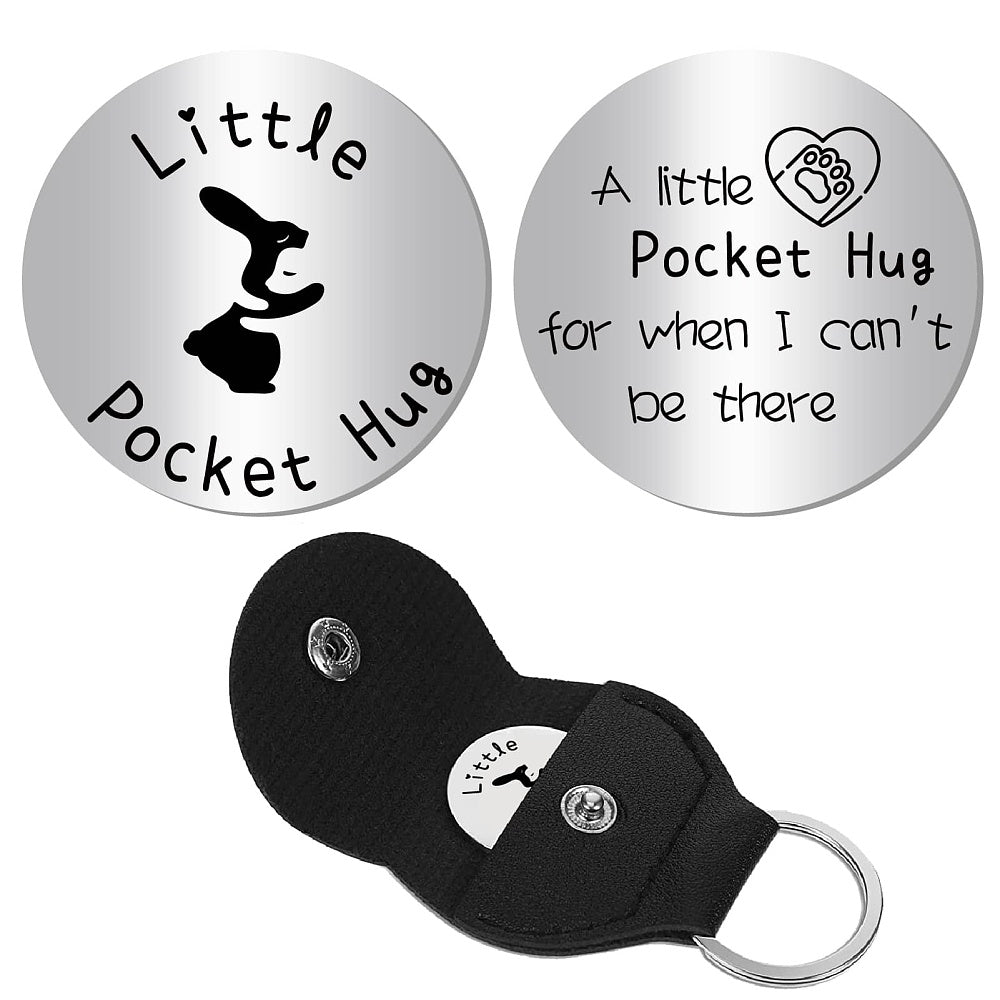 Little Pocket Hug coin + leather keyring holder (24F) - remind a loved one that you're thinking of them (Copy)