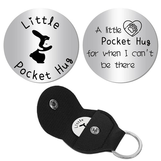 Little Pocket Hug coin + leather keyring holder (24F) - remind a loved one that you're thinking of them (Copy)