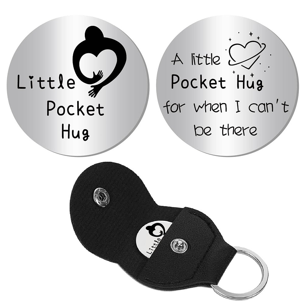 Little Pocket Hug coin + leather keyring holder (24G) - remind a loved one that you're thinking of them (Copy)