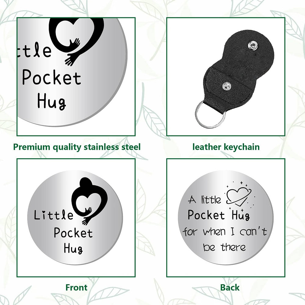 Little Pocket Hug coin + leather keyring holder (24G) - remind a loved one that you're thinking of them (Copy)