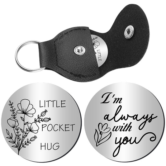 Little Pocket Hug coin + leather keyring holder (39C)