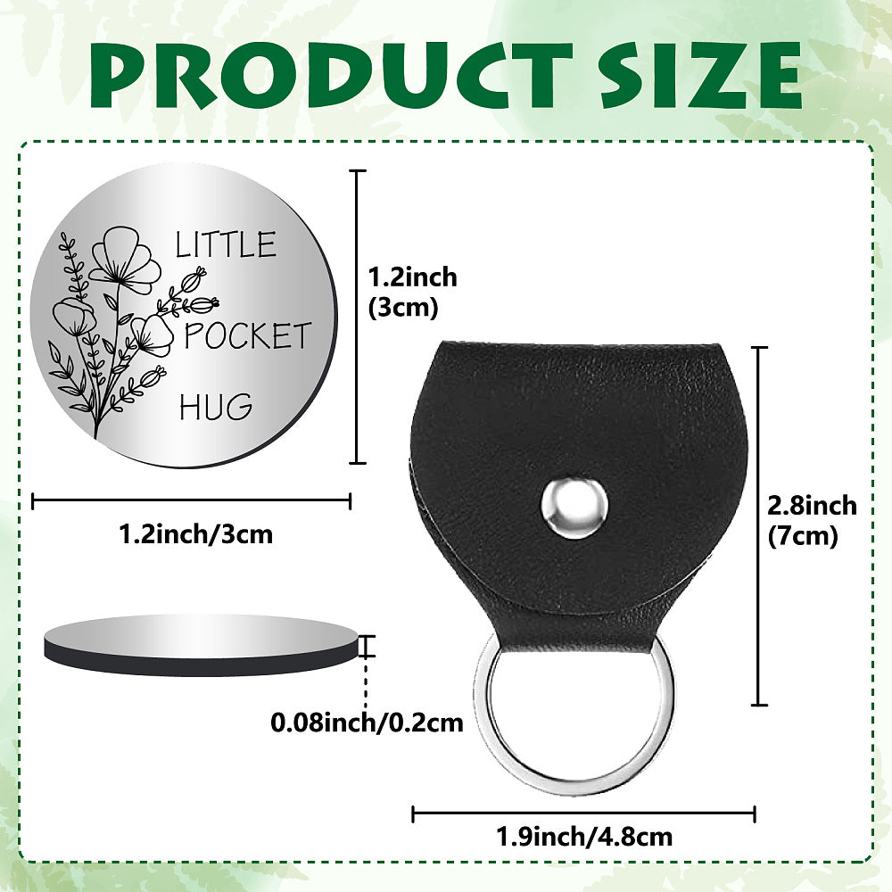 Little Pocket Hug coin + leather keyring holder (39C)