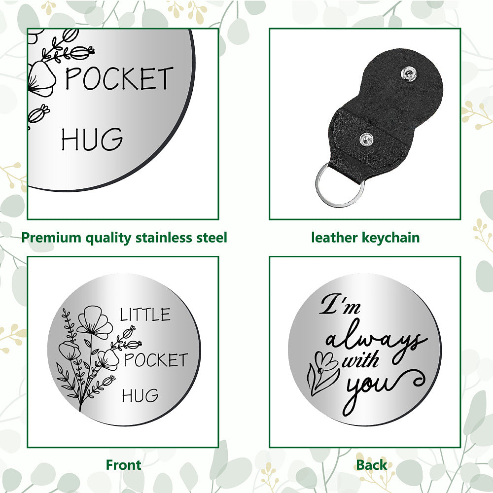 Little Pocket Hug coin + leather keyring holder (39C)