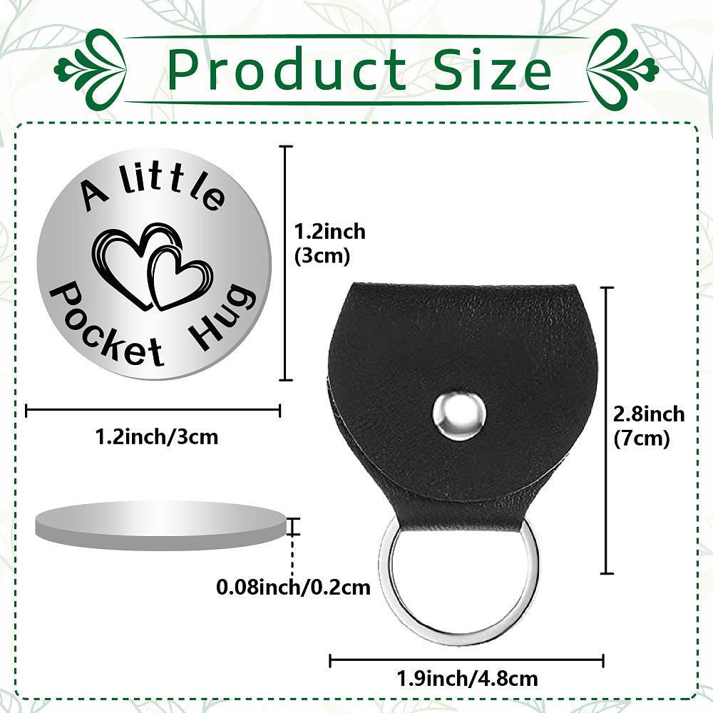 Little Pocket Hug coin + leather keyring holder (44D)