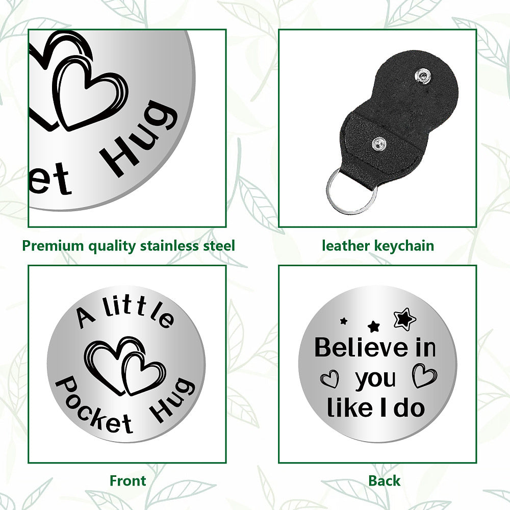 Little Pocket Hug coin + leather keyring holder (44D)