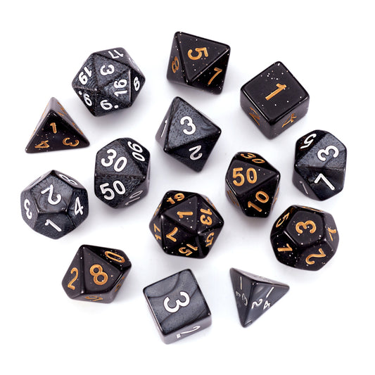 Reduced to clear - Polyhedral dice sets, 7 dice + velvet bag (2 styles available)