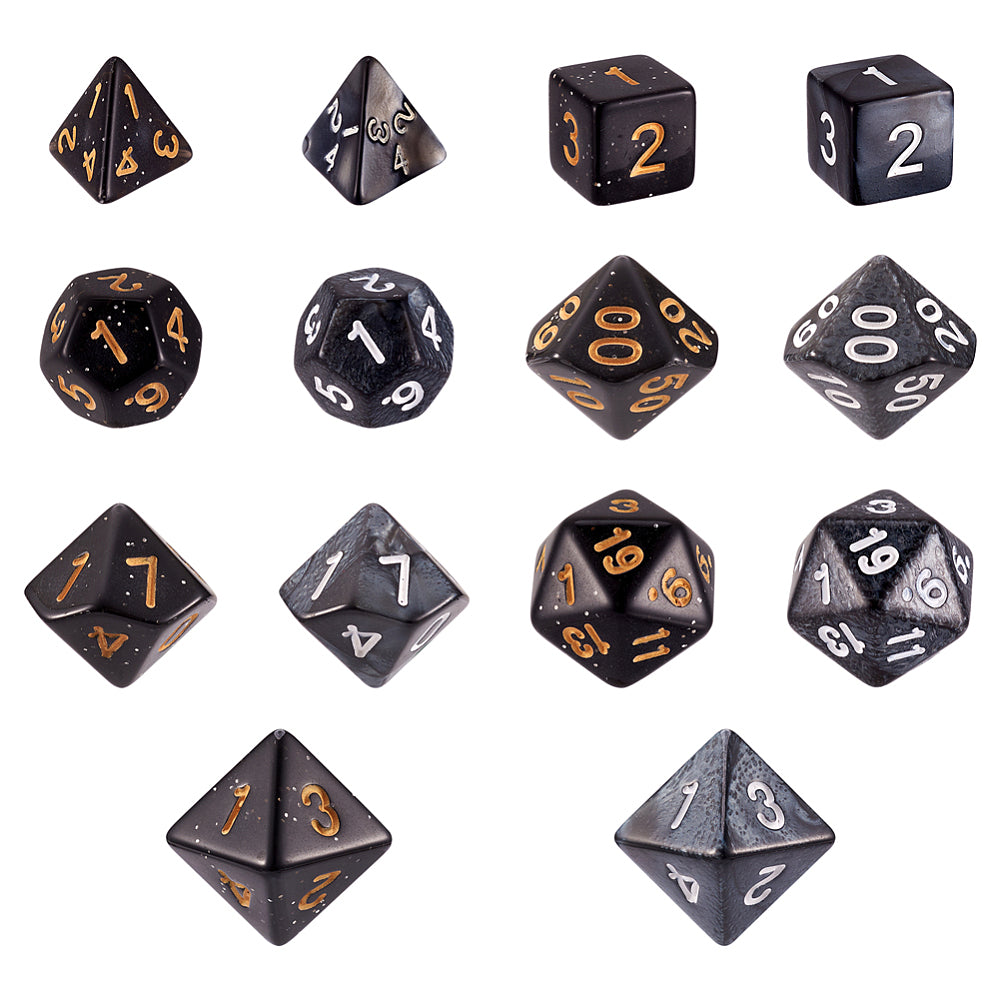 Reduced to clear - Polyhedral dice sets, 7 dice + velvet bag (2 styles available)