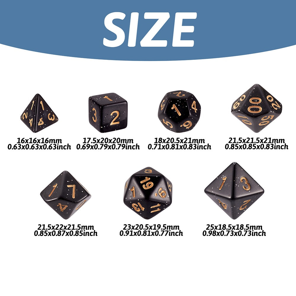 Reduced to clear - Polyhedral dice sets, 7 dice + velvet bag (2 styles available)