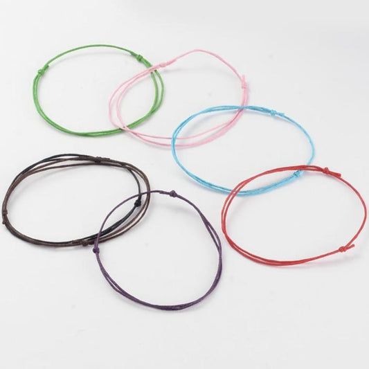 5 - 50 simple adjustable cord friendship bracelets, random mixed colours