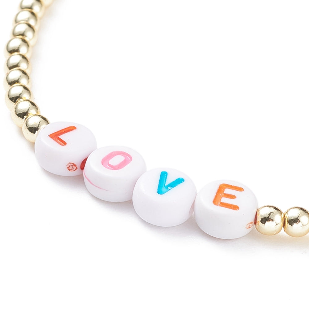 7 - 21 elasticated 'LOVE' mixed gold tone friendship bracelets