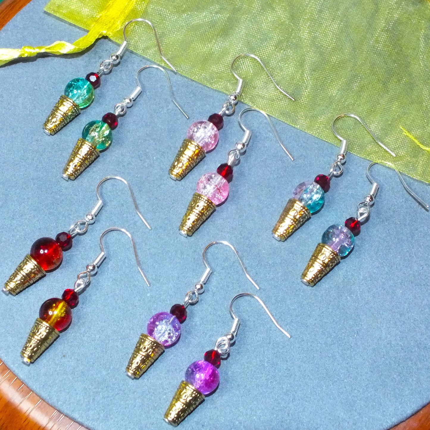Handmade Ice Cream Cone Charms - also available as earrings!