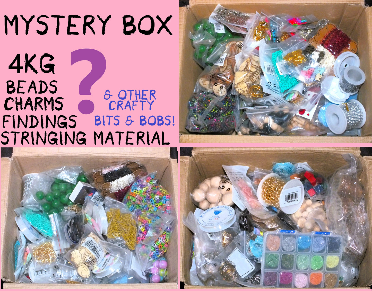 4kg MYSTERY BOX! - Beads, charms, findings, stringing materials + more. Free postage!