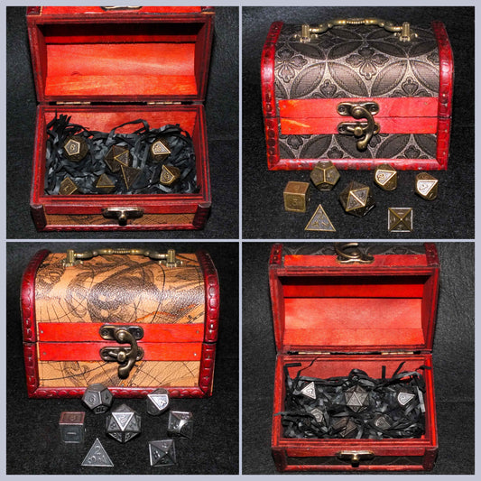 DICE CHEST + METAL DICE set - choose your chest and dice combo! Lovely TTRPG storage, ideal gift or to treat yourself!