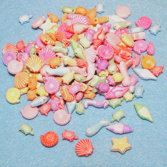 50g sealife beads mix, pastel colours