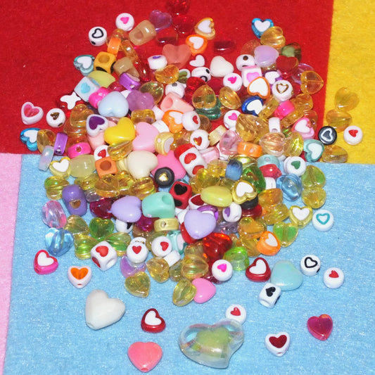 LUCKY DIP - 50g valentines heart beads mix, assorted styles