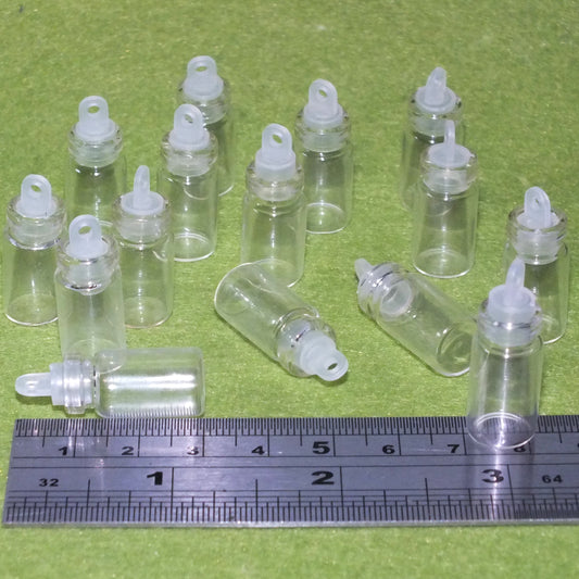 12-100pcs empty glass wishing bottles or vials, 22mm x 11mm