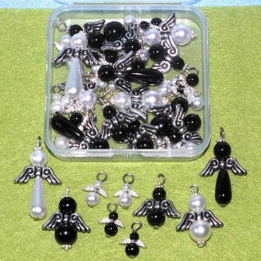 32pcs Guardian Angels black, white & ivory handmade charms selection box