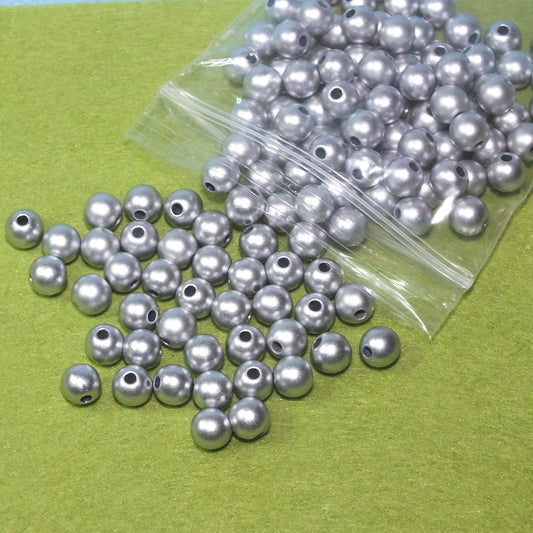 125pcs silver matte acrylic 8mm beads