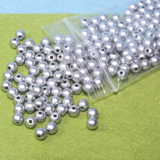 200pcs silver matte acrylic 6mm beads