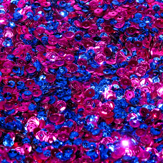 4-5mm mixed cup sequins, 15g pack blue / magenta