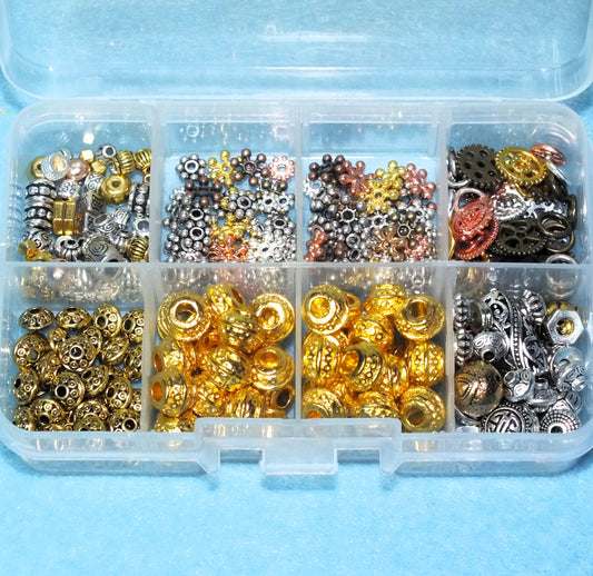 300pcs metal spacer beads. Round beads, daisy spacers, cogs and gearwheels & more.