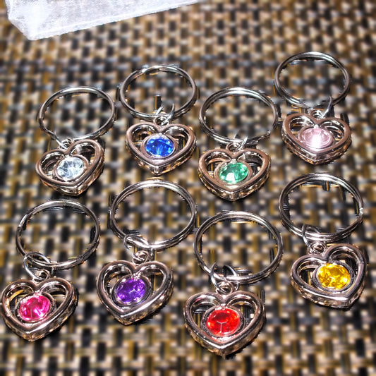 5pcs - 11pcs Handmade heart keyrings with rhinestone